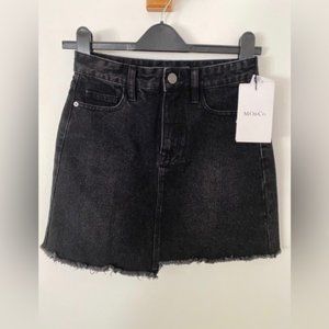 MO&Co Asymmetrical high rise denim mini skirt brand new with tags